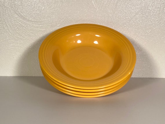 Fiestaware Yellow Rim Soup Bowls - Set of 4