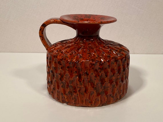 Aldo Londi Red Ceramic Handled Bud Vase