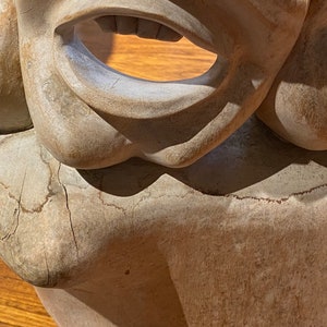 Stacked Emotional Faces Wood Carving Sculpture, C.1960s Please ask for a shipping quote before you buy. image 9