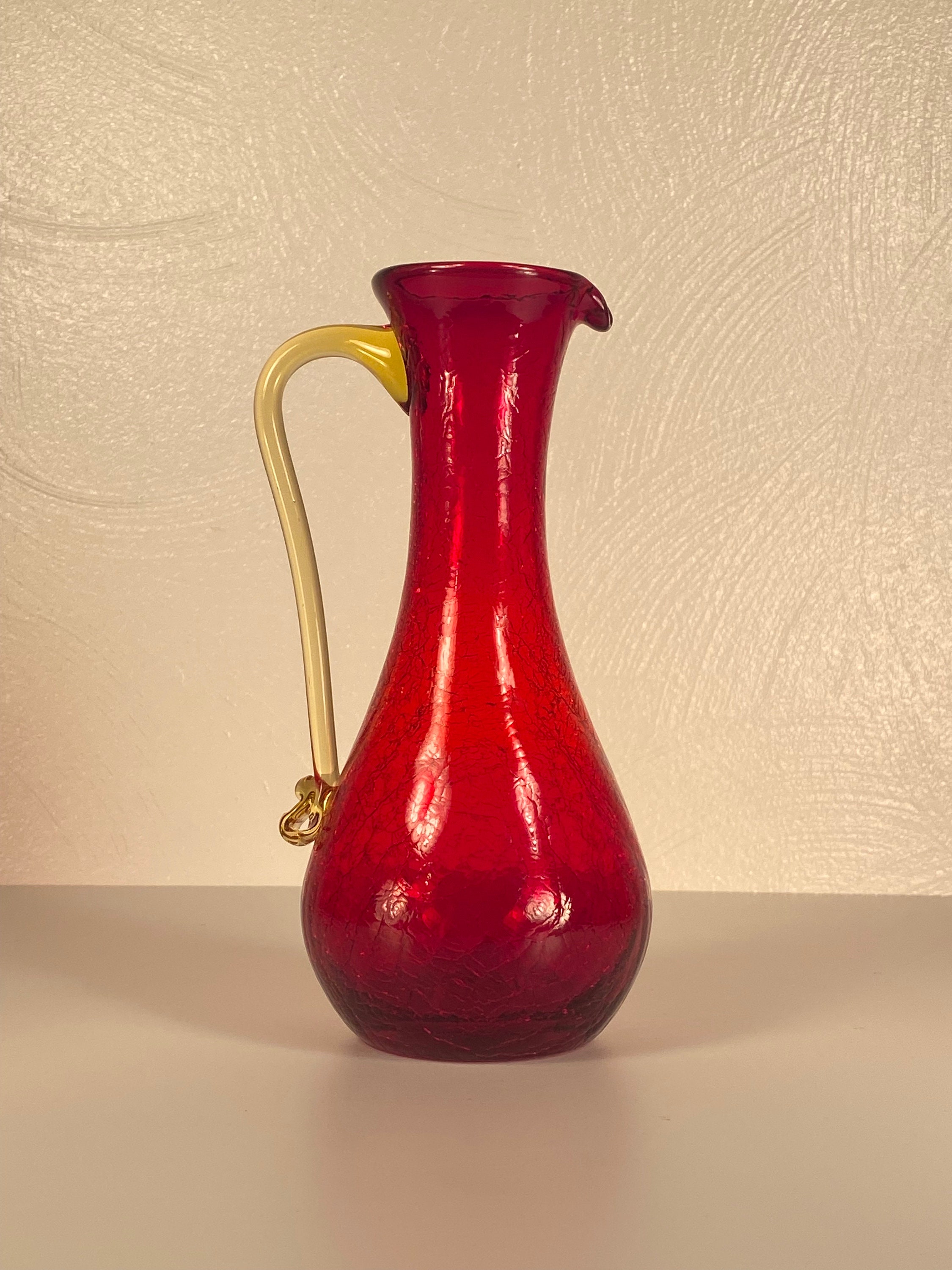 Vintage Red Crackle Glass Vase