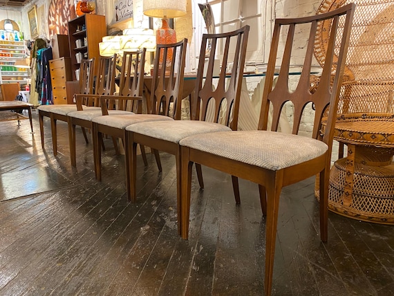 Broyhill Brasilia (set of 6) Walnut Dining Chairs, Circa 1960s - *Please ask for a shipping quote before you buy.
