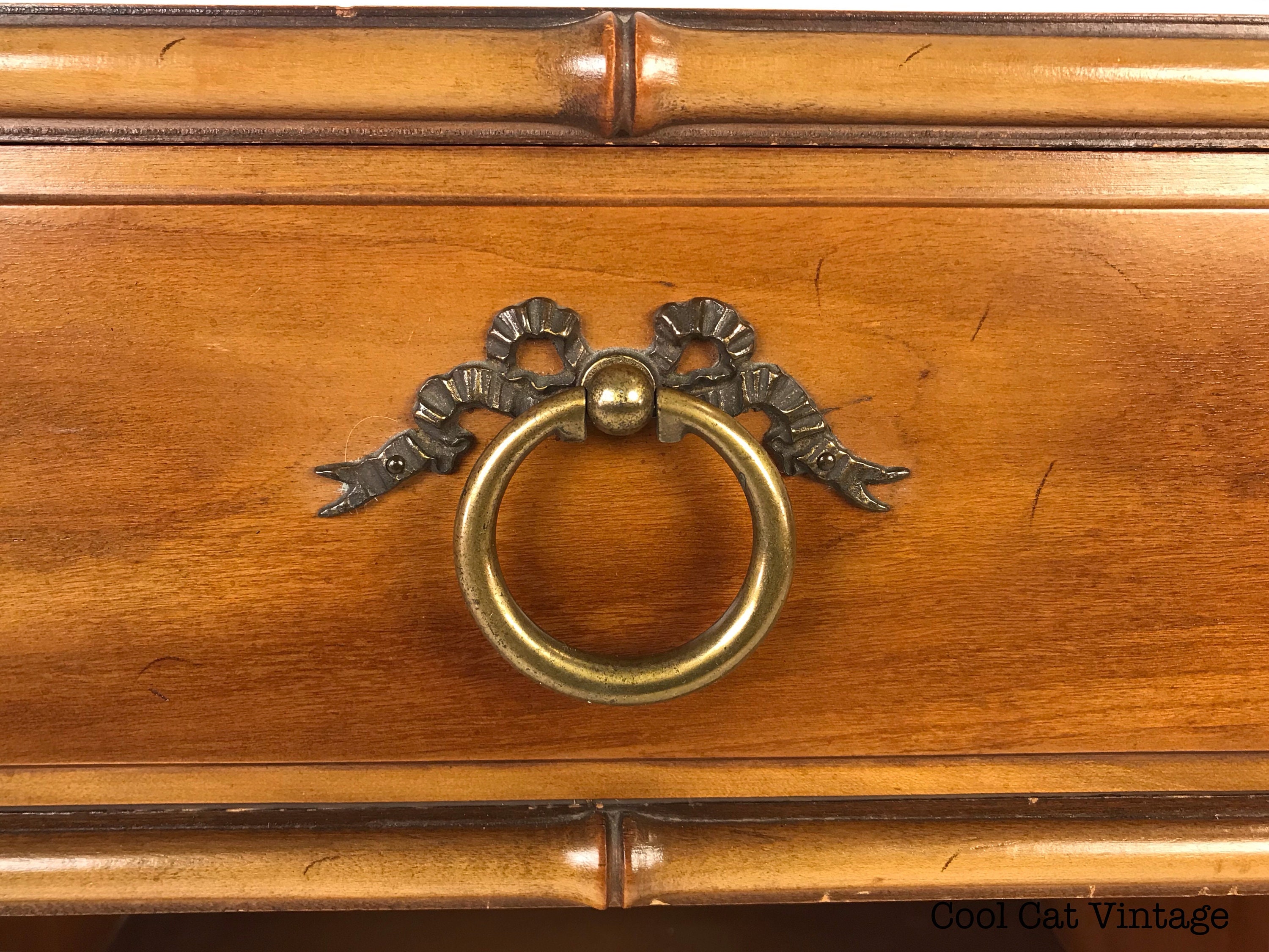 Walnut Bamboo Nightstand by Drexel, Circa 1960s *Please see notes on shipping before you purchase.