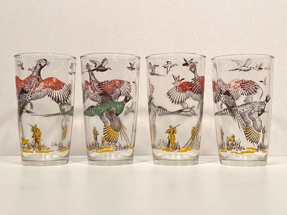 Set of Four Hazel Atlas Pheasant Glasses
