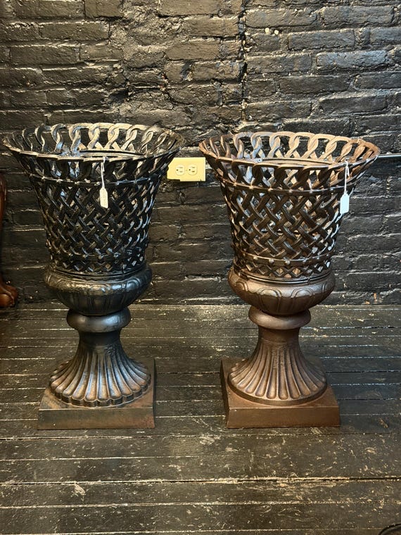 Antique Bowie Race Course Cast Iron Urns, Circa 1914 - *Please ask for a shipping quote before you buy.