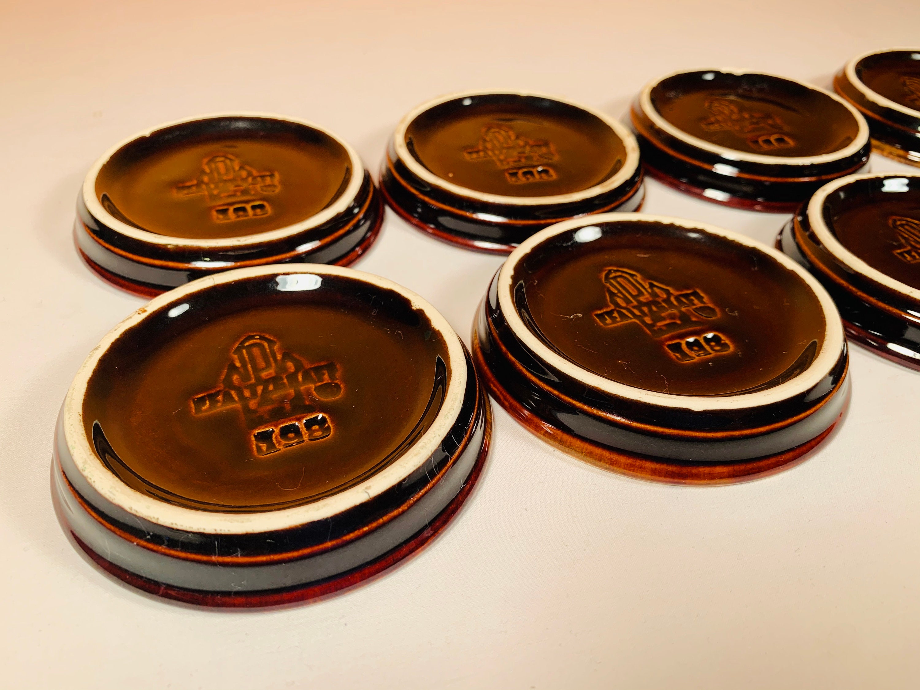 Set of 8 Pfaltzgraff Gourmet Brown Embossed Coasters