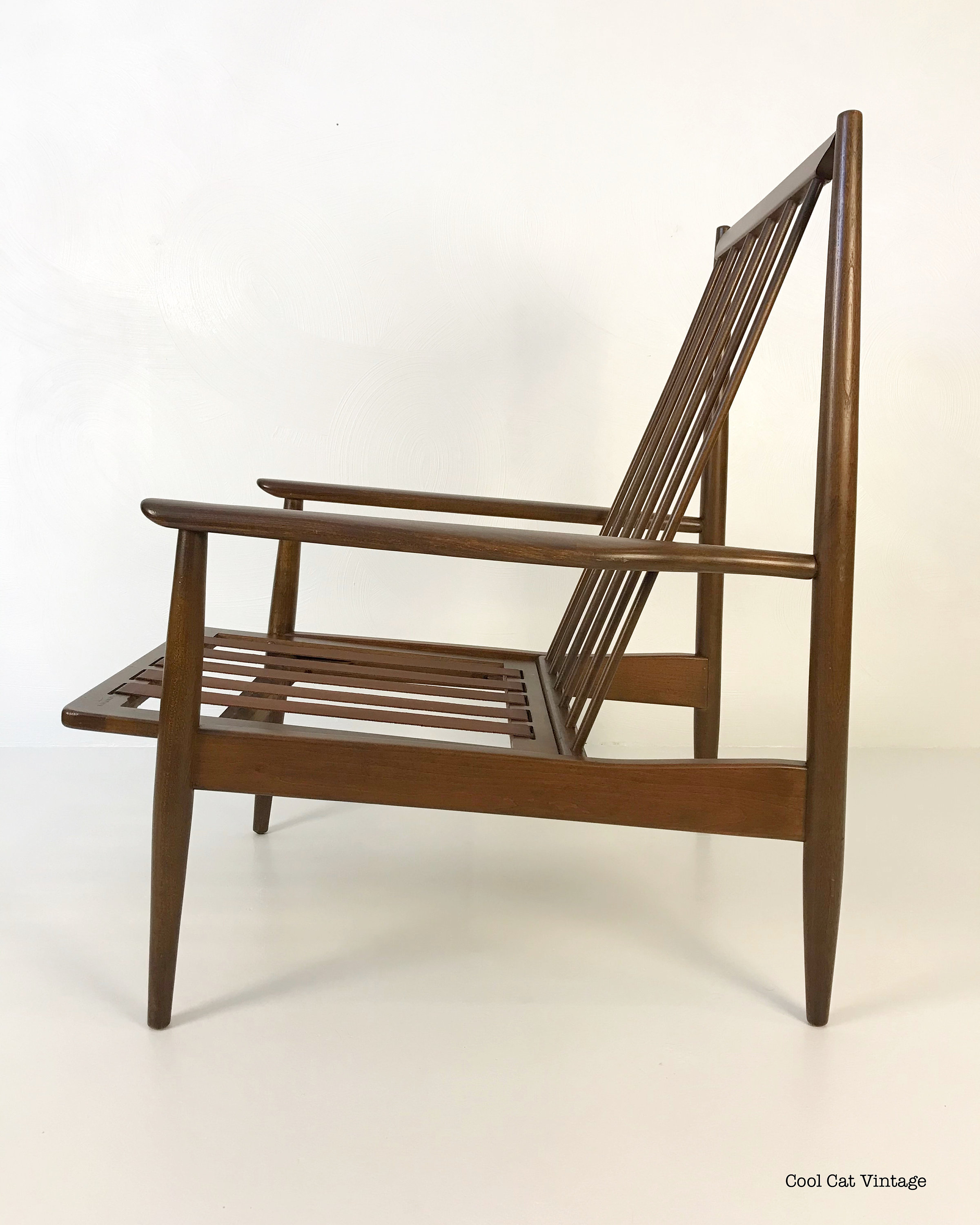 Walnut High Back Lounge Chair by Baumritter, C. 1960's (Frame Only