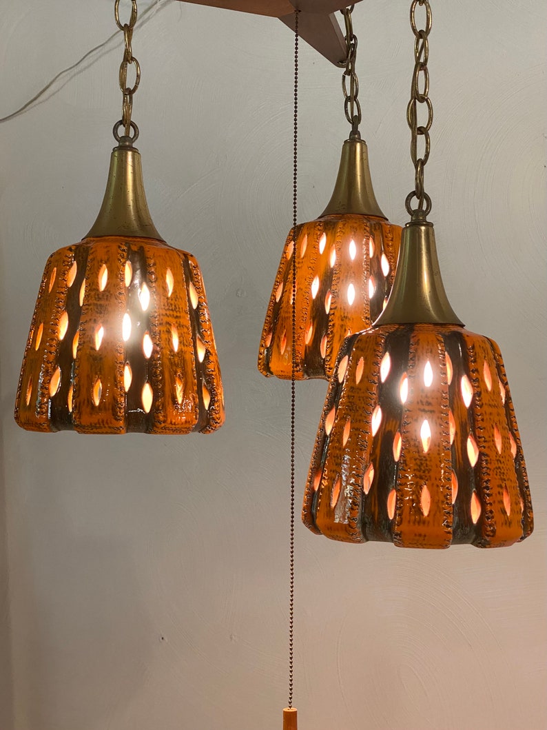 Feldman Triple Pendant Light Fixture, Circa 1960s Please ask for a shipping quote before you buy. image 8