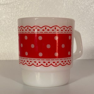 Fire King Red & White Stackable Polka Dot Mugs Set of Four image 10