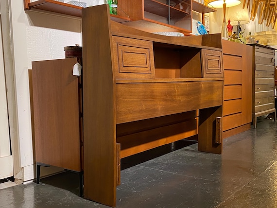 Broyhill Sculptra Full-Size Bookcase Headboard, Circa 1960s - *Please ask for a shipping quote before you buy.
