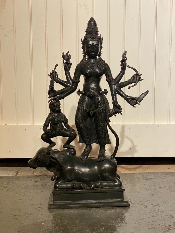 Antique Bronze sculpture of Hindu Goddess Durga