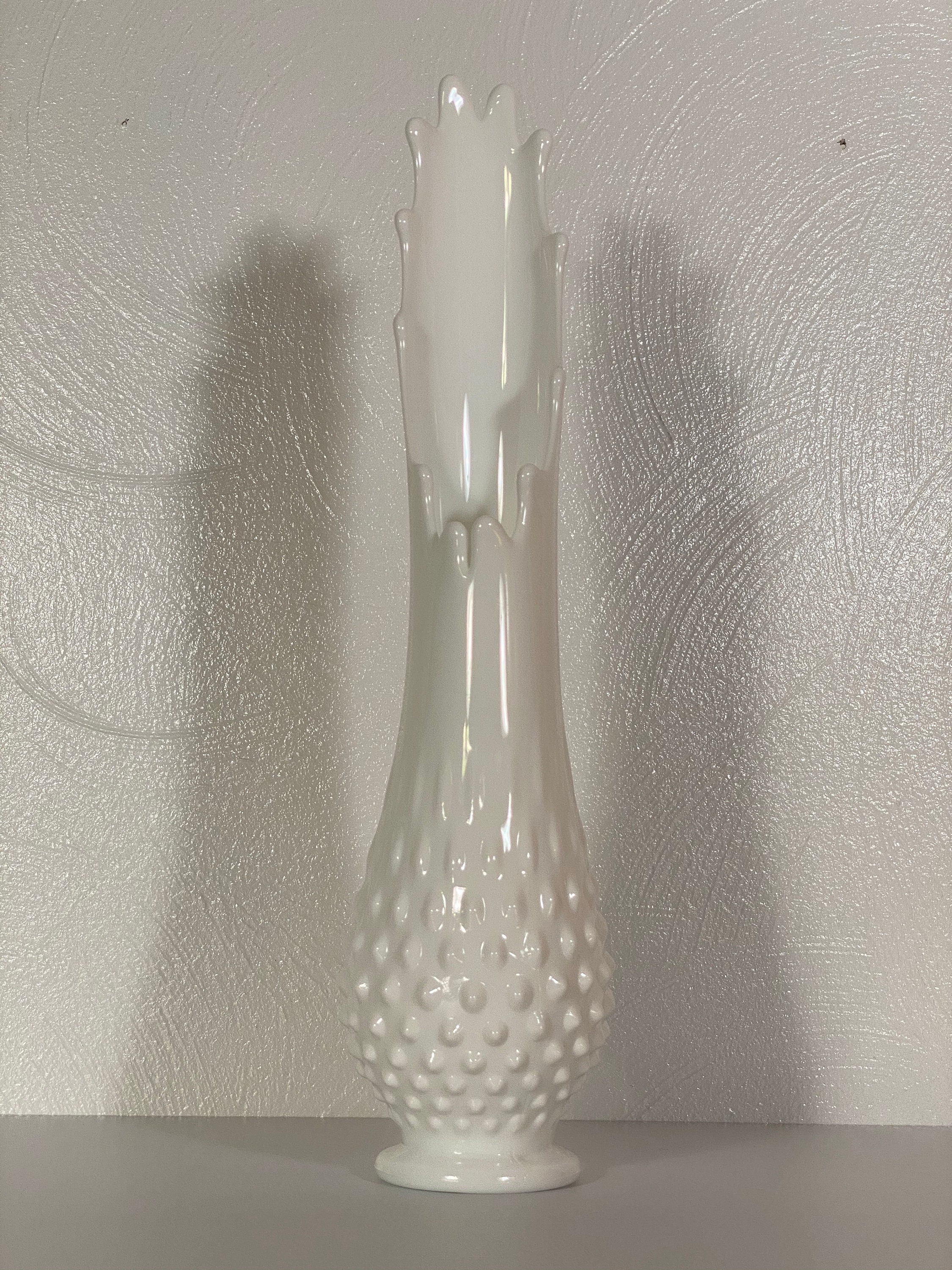 Fenton Milk Glass Hobnail Swung Vase 2