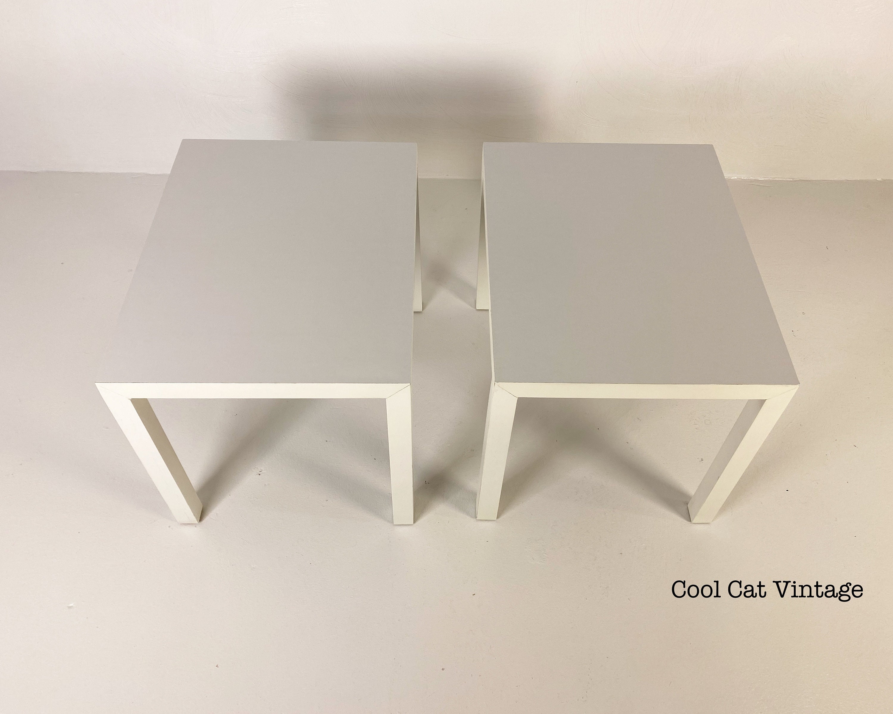 Parsons Style Solid Wood End Tables in White by Lane, Circa 1975