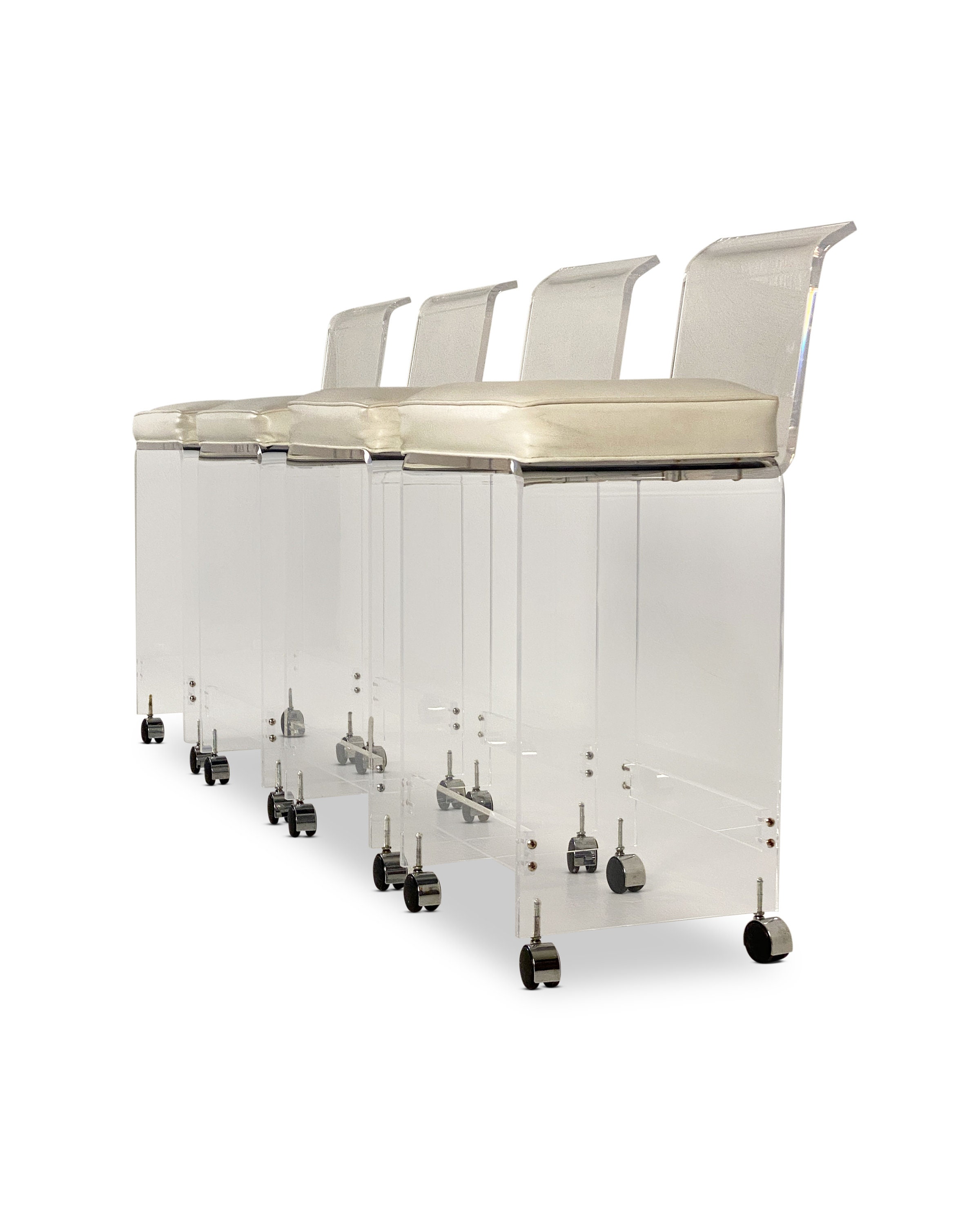 HOLD Set of 4 Lucite Counter Height Stools, Circa 1970s *Please ask