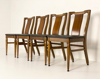 Set of 4 Solid Walnut Dining Chairs by Bassett, Circa 1960s - *Please ask for a shipping quote before you buy.