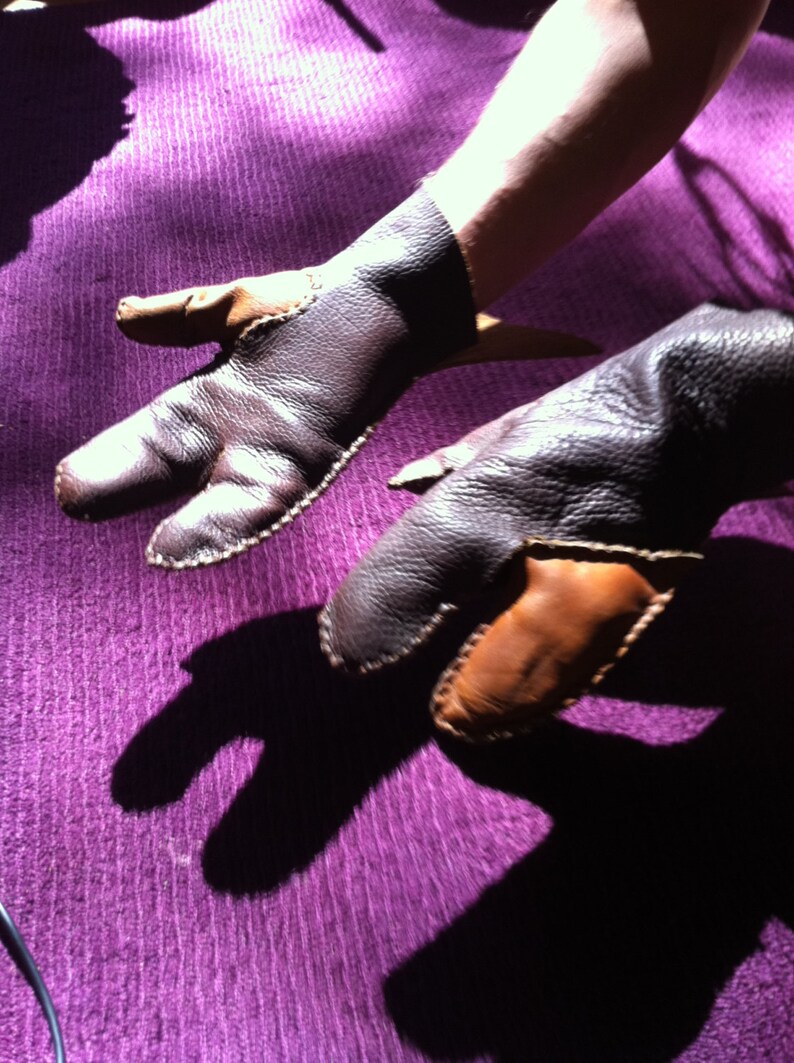 Handmade 3 Finger Leather Gloves Etsy