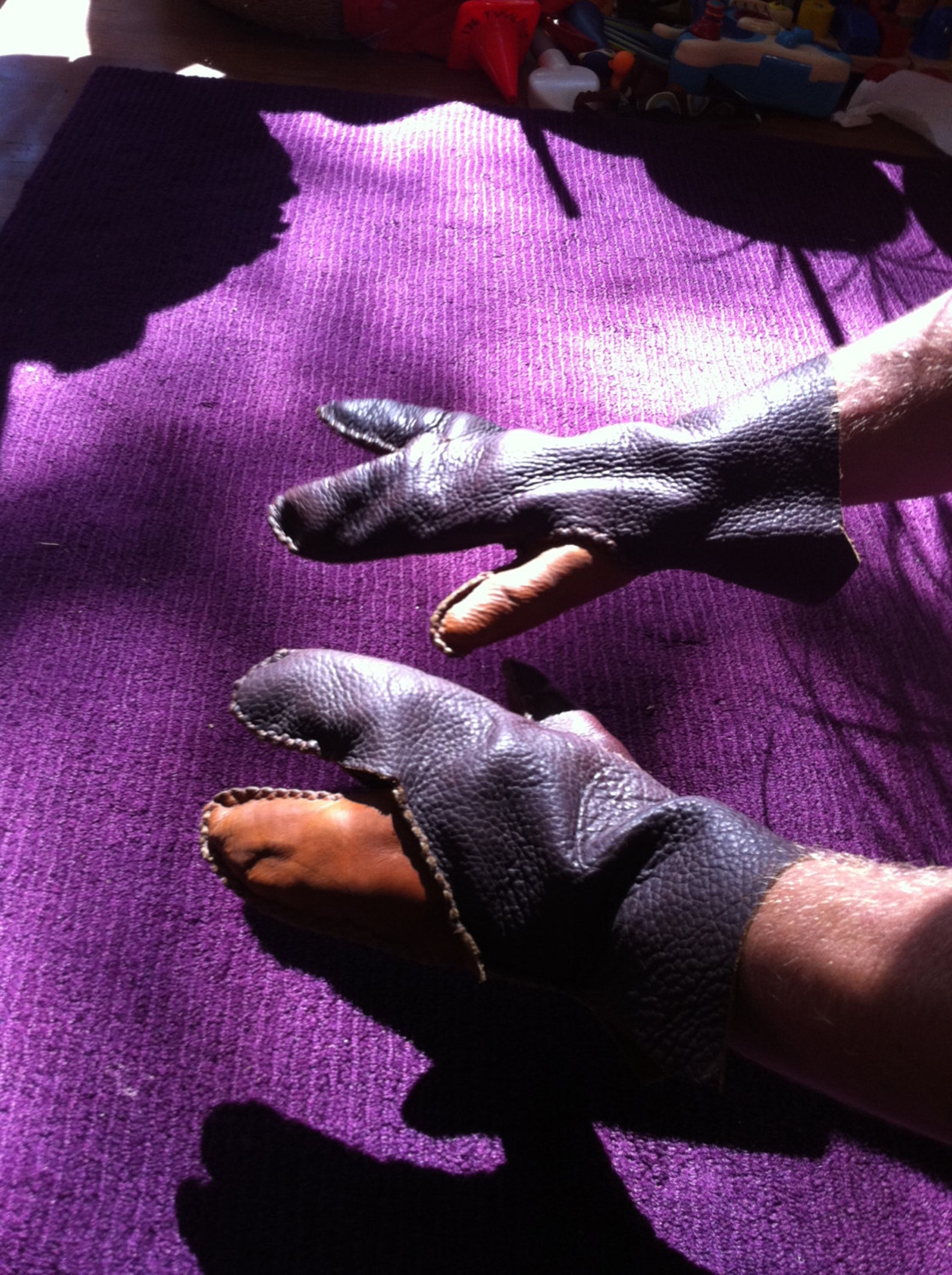 Handmade 3 Finger Leather Gloves Etsy