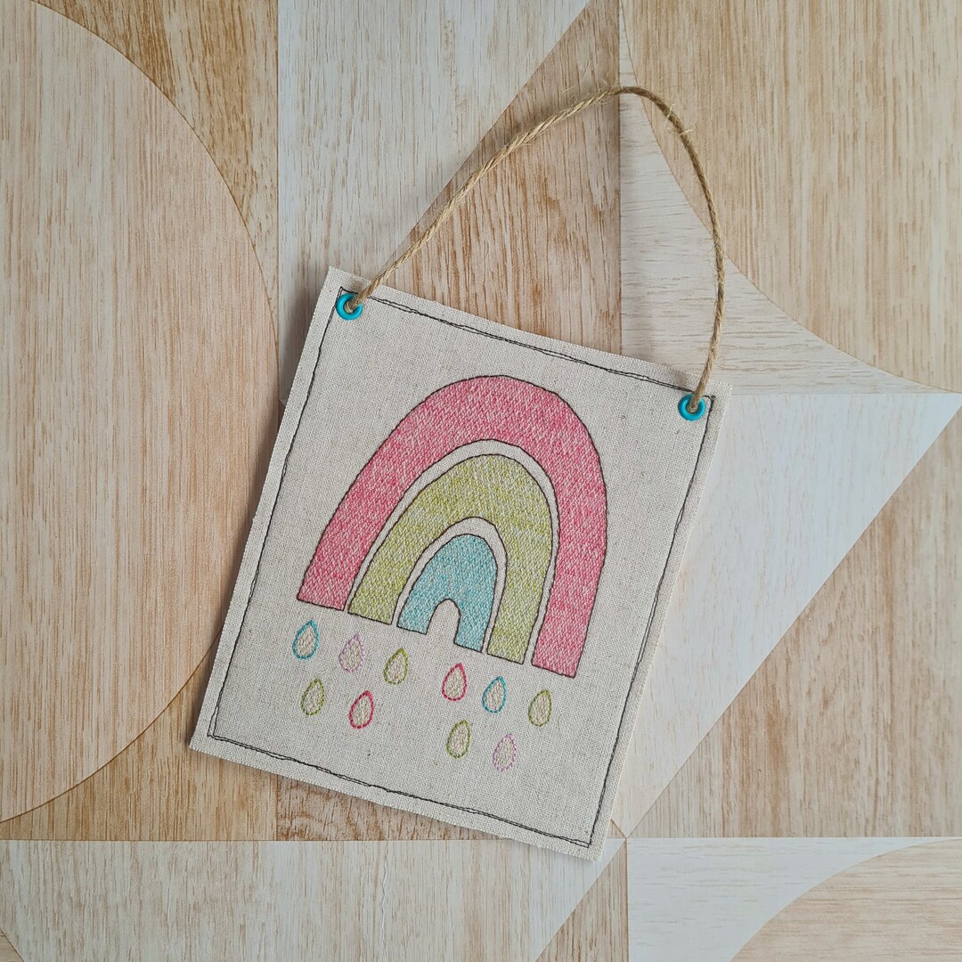 Rainbow Embroidery Design Rainbow Fabric Banner Wall Hanging