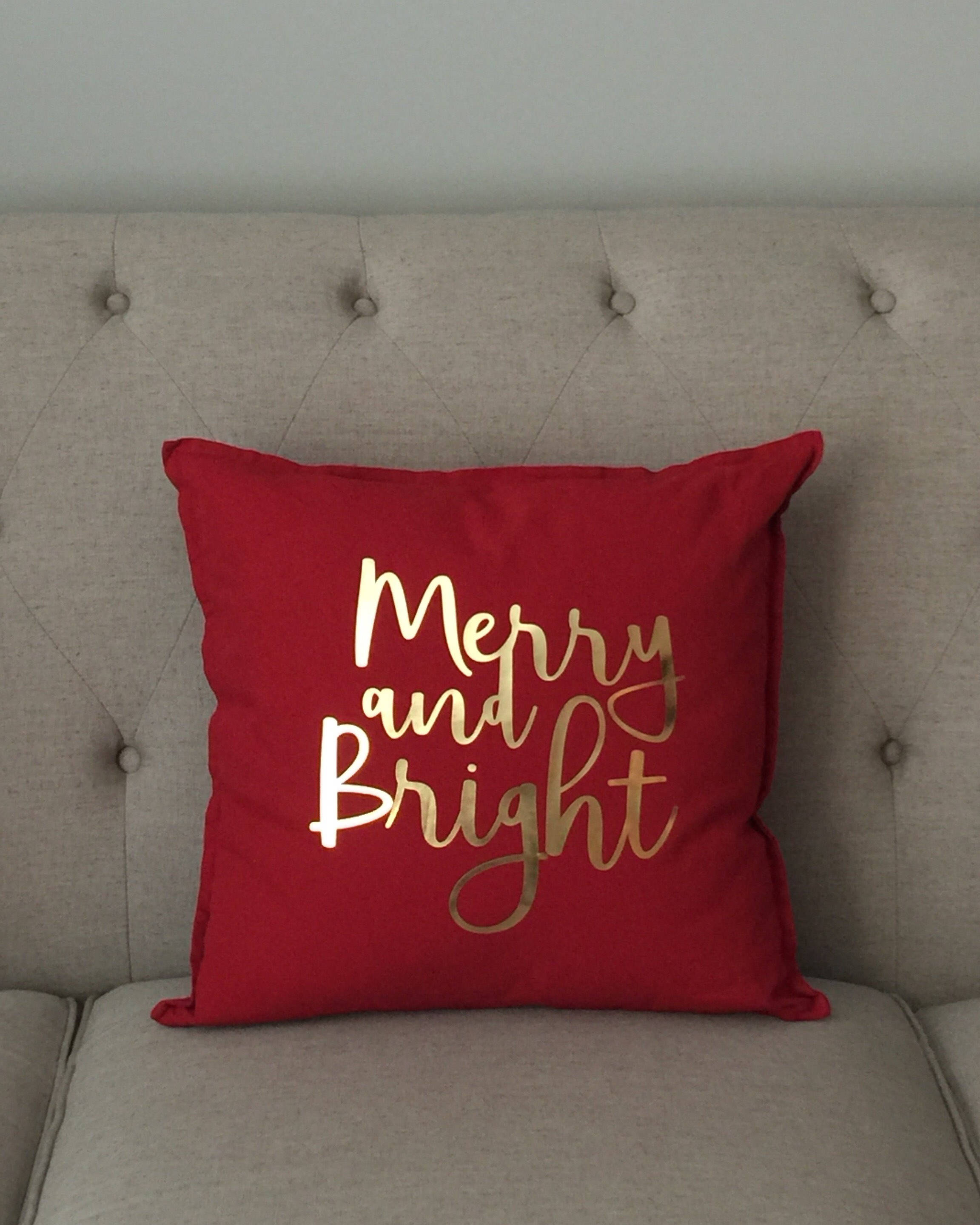 Merry & Bright Pillow Cover / Christmas Throw Pillow / Winter Etsy