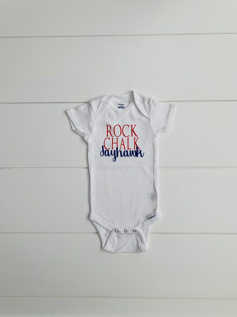 Rock Chalk Jayhawk Baby Onesie / University of Kansas Onesie / Etsy