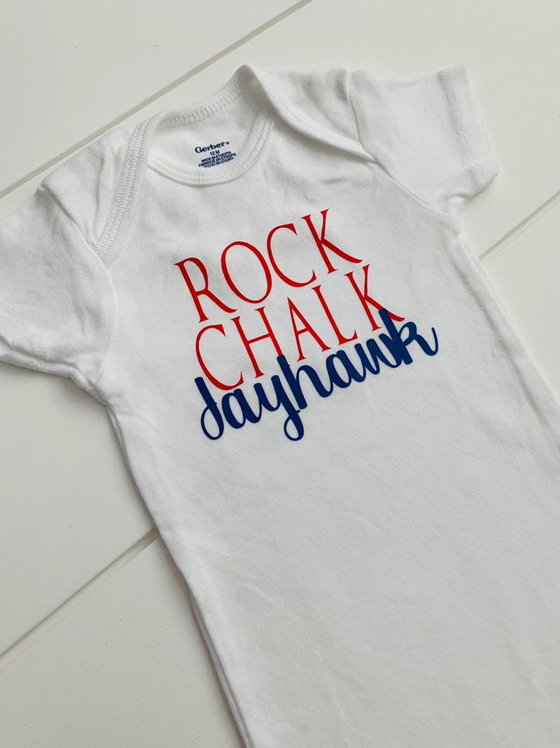 Rock Chalk Jayhawk Baby Onesie / University of Kansas Onesie / Etsy