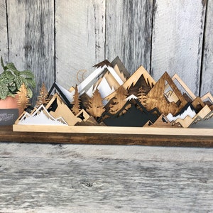 Mantle sign - Mantle decor - Forest - 3D Forest Art - Mountain Art - Tree Art - Shelf Decor - Mountain Centerpiece - Tree centerpiece