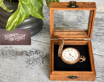 Pocket Watch / Watch Box / Glass Top / Pocket Watch Display / Heirloom Box / Graduation / Retirement / Keepsake / Maple / Cherry / Wood