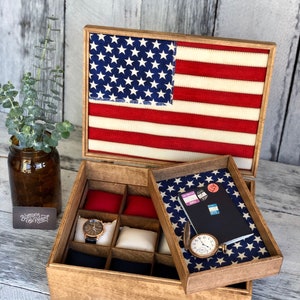 Watch Box / 12 Watch / Compartments / Watch Organizer / Watch Display / Watch Case / Large / Jewelry Box / Wood / Linen / Valet Tray