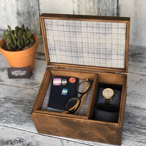 Sale / Watch Box / 6 Watch / Compartments / Valet Tray / Jewelry / Watch Organizer / Valet Watch Case / Watch Storage / Linen