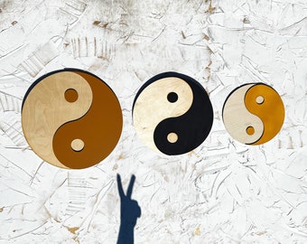 Wooden Yin Yang Art - Circular Art - Yin - Yang - Yin and Yang - Wood Art