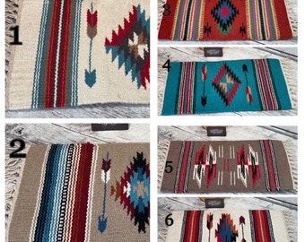 House Warming Gift - Aztec blanket mat - coffee table rug - boho mat  - large drink coaster - plant mat - table rug - hostess gift - 20x10