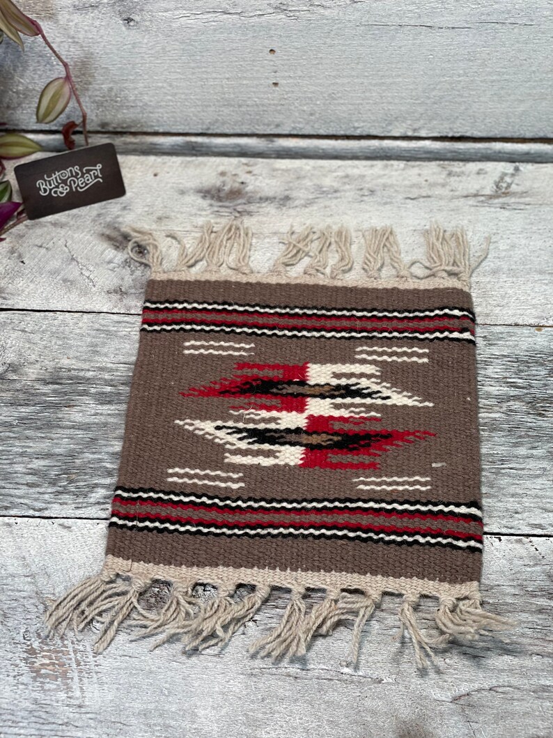 House Warming Gift Aztec blanket mat coffee table rug boho mat large drink coaster plant mat table rug hostess gift 10 x 10 image 7