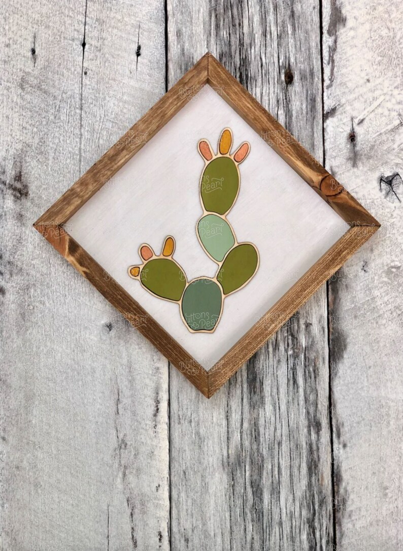 Cactus Art Wood Wall Art Gifts Wood Art Cactus Boho Decor Fathers Day Gift Plant Decor image 5