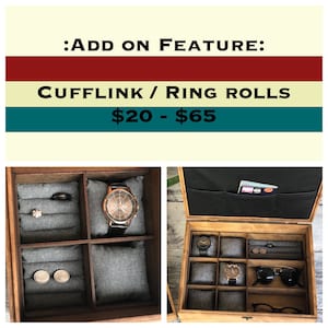 Funzionalità aggiuntive / Scatola per orologi / Aggiungi rotoli di anelli / Contenitore per gemelli / Aggiungi rotoli di gemelli / Scatola per orologi personalizzata / Design della scatola per orologi