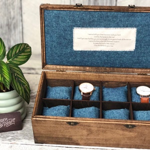 Watch Box / Compartments / Watch Organizer / Wood / Watch Case / Anniversary / Watch Storage / Maple / Cherry / Compartment Box / Linen