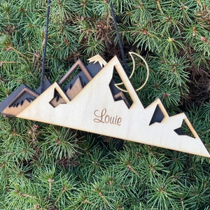 Handmade Ornament - Mountain Ornament - Mountains  - Moon - ornament - tree ornaments - Christmas ornament - cabin decor - holiday gift