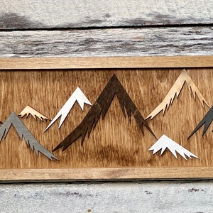 Wood Art / Wood Wall Art / Mountain Decor / Mountain Peaks / Simple Art / Mountain Art / Nursery Decor / Office Decor / Gallery Wall / 3D image 6