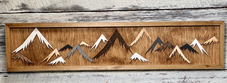 Wood Art / Wood Wall Art / Mountain Decor / Mountain Peaks / Simple Art / Mountain Art / Nursery Decor / Office Decor / Gallery Wall / 3D image 6