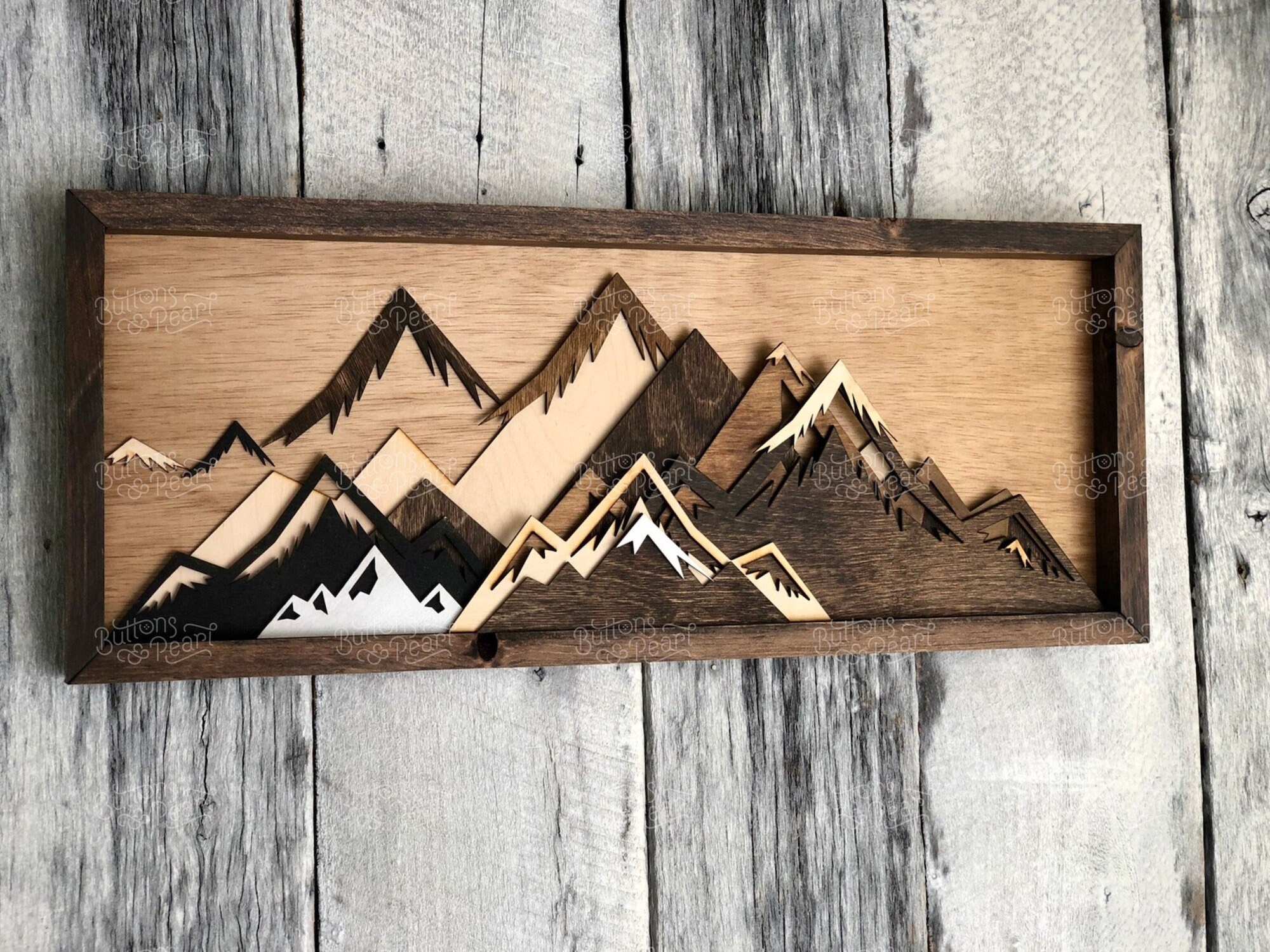 3D Mountain Wood Art: Layered Reclaimed Wood Wall Hanging - Etsy