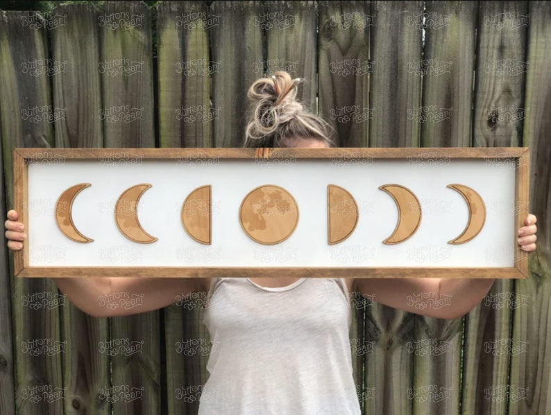 3D Wood Moon Phases Wall Art: Engraved Lunar Sign Decor - Etsy