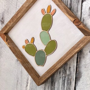 Cactus Art Wood Wall Art Gifts Wood Art Cactus Boho Decor Fathers Day Gift Plant Decor image 3