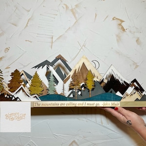 Mantle sign - Mantle decor - Forest - 3D Forest Art - Mountain Art - Tree Art - Shelf Decor - Mountain Centerpiece - Tree centerpiece - lake