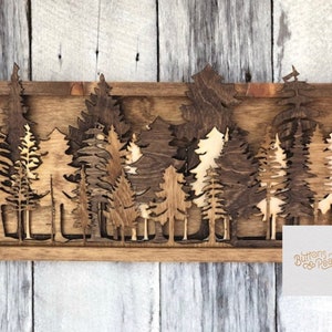 Letrero de repisa - Decoración de repisa - Bosque - Arte de bosque en 3D - Arte de pared de árboles - Arte de árboles - Decoración de estanterías - Pared de galería - Decoración de bosque / Regalos