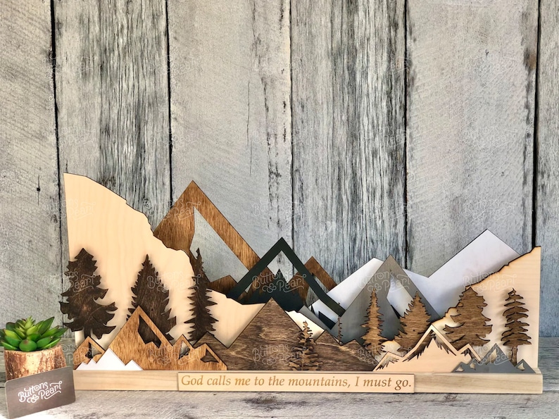 Mantle sign Custom Mountain Mantle decor Forest 3D Forest Art Mountain Art Tree Art Shelf Decor Mountain Sculpture / Gifts image 8