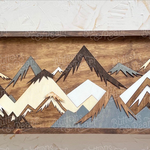 3D Mountain Wood Art: Layered Reclaimed Wood Wall Hanging