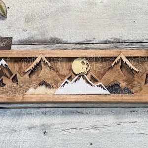 Wood Art / Wood Wall Art / Mountain Decor / Reclaimed Wood Art / Moon Art / Mountain Art / Nursery Decor / Office Decor / Gallery Wall / 3D