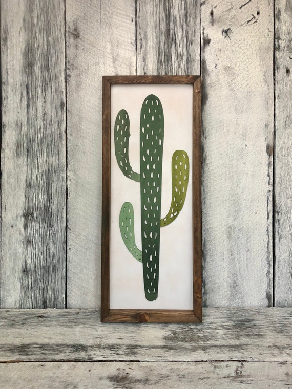 3D-Kaktus Holzwandkunst: Boho Pflanzendekor (25x9 inches) - Etsy.de