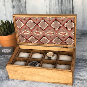 Watch Box / Compartments / Watch Organizer / Wood / Watch Case / Anniversary / Watch Storage / Maple / Cherry / Compartment Box / Linen