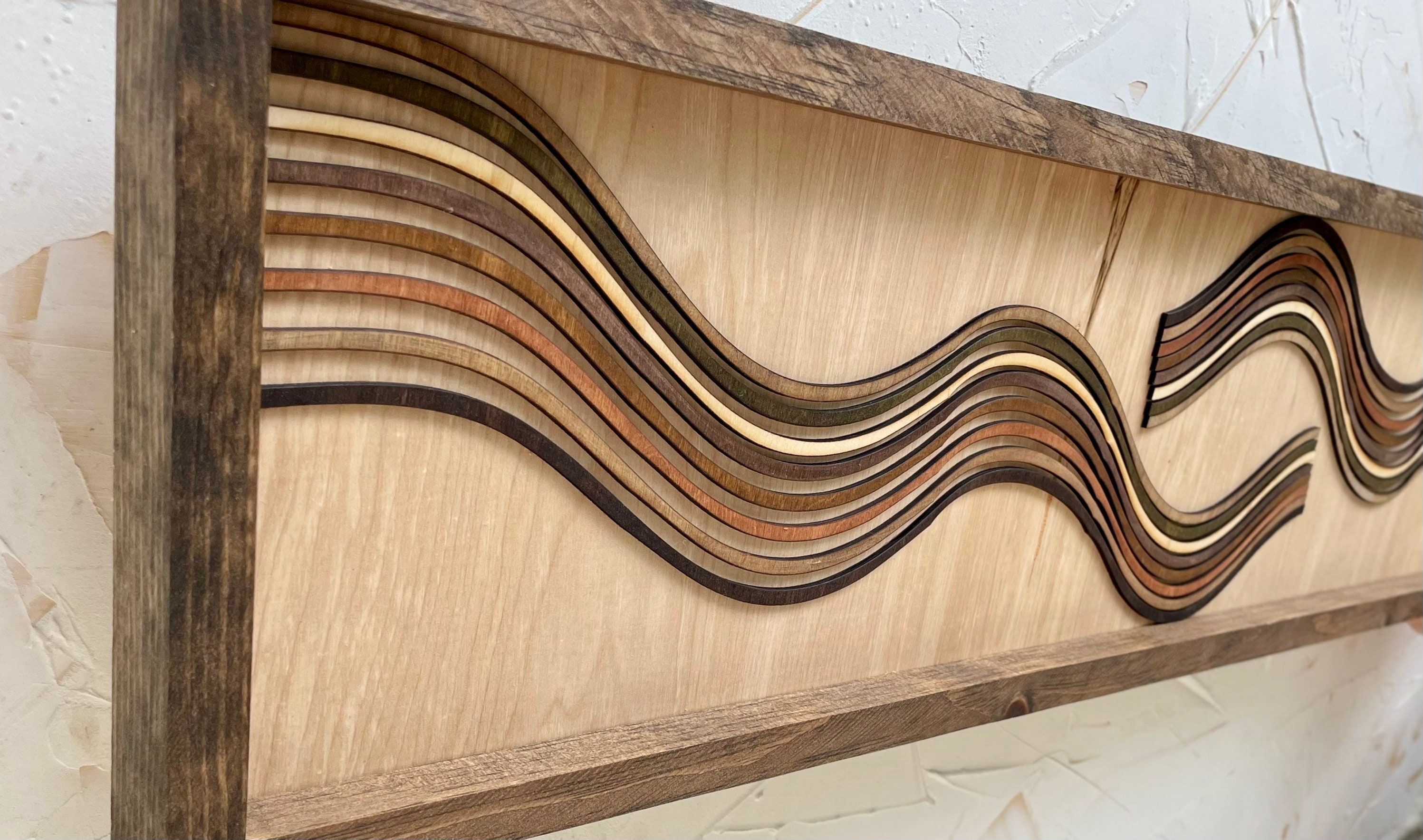 70's Wood Wave Wall Art: Retro Walnut Frame (40x10) - Etsy