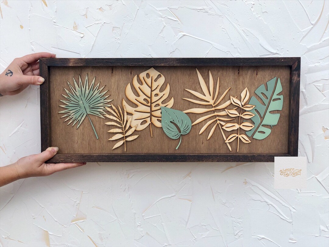 Leaf Art Wood Art Gifts Tropical Plants Fathers Day Etsy