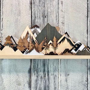 Floating Wall Decor - Floating Shelf - Forest - 3D Forest Art - Mountain Art - Shelf Decor  - Mountain Sculpture - Floating Mountain Decor